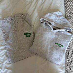 White Fox Boutique Gray Hoodie and Sweatpants Set